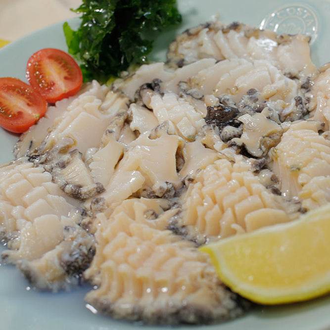 Sashimi Grade Steamed Abalone from Korea (사시미그레이드 완도 특대전복회 (12-13미) - Lets Eatscape