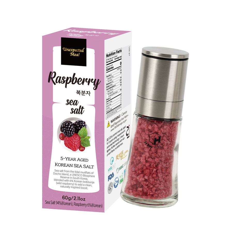 Premium Flavor Sea Salt Grinder - Raspberry (프리미엄 천일염 복분자 그라인더) 60g