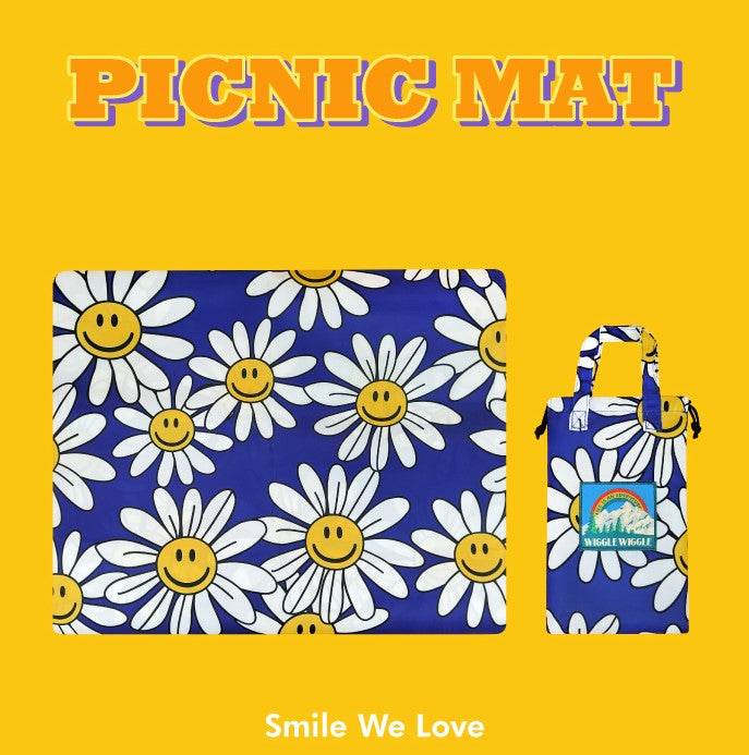 Picnic Mat - Smile we Love (Blue) - Lets Eatscape