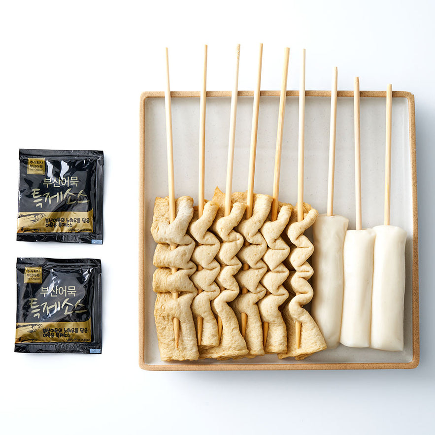 Fish Cake & Rice Cake Skewer Soup Set 부산어묵 & 물떡꼬치