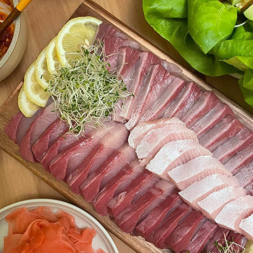 Hamachi (Yellowtail) Sashimi Set - Belly & Back Loin [방어회] - Lets Eatscape