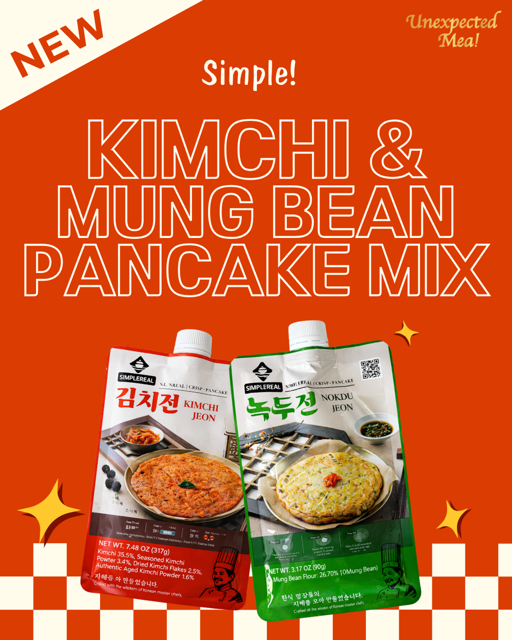 Crispy Kimchi Pancake Mix 2pks + Savory Mung Bean Pancake Mix 2pks