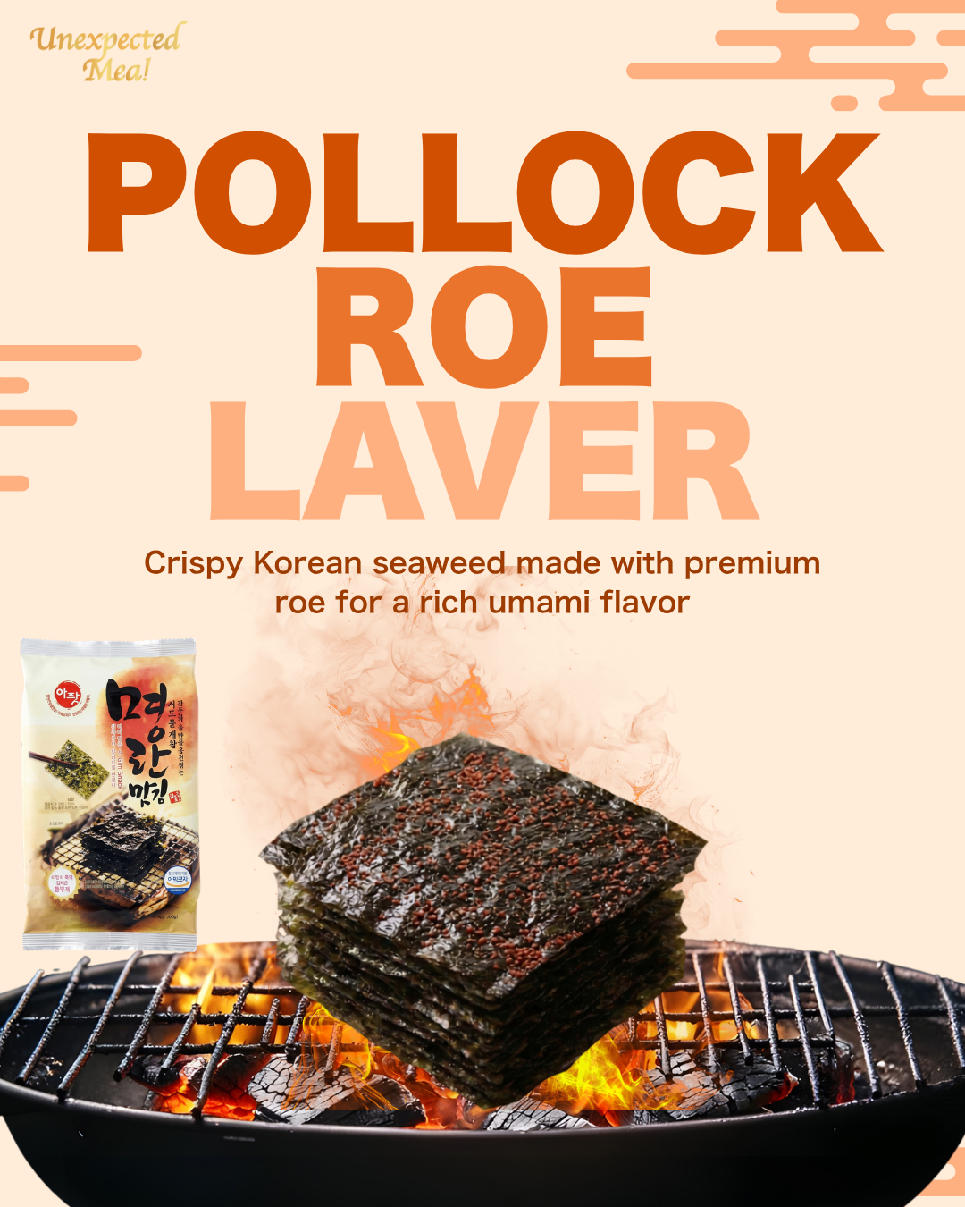 Pollock Roe Gim (Seaweed Snack) 3pks x 2pks