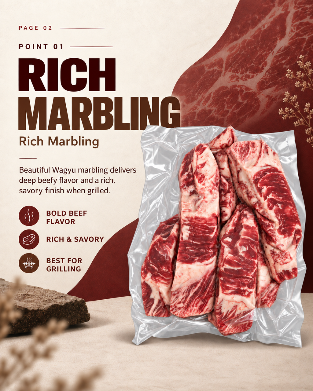 American Wagyu Rib Finger Meat, grilled