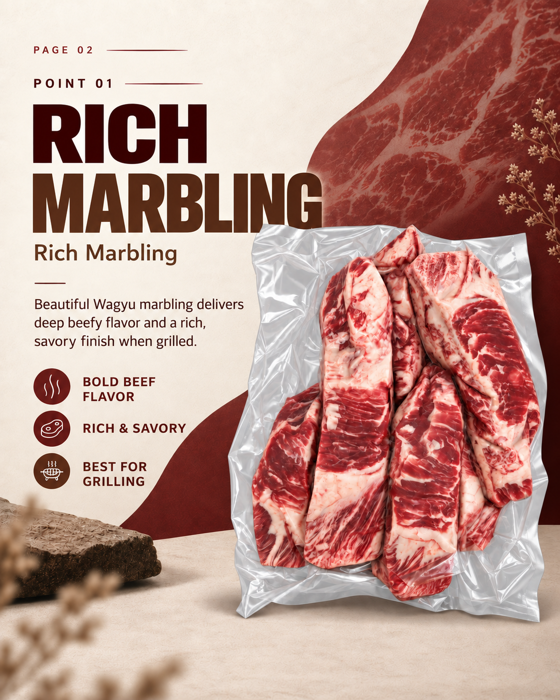American Wagyu Rib Finger Meat, grilled