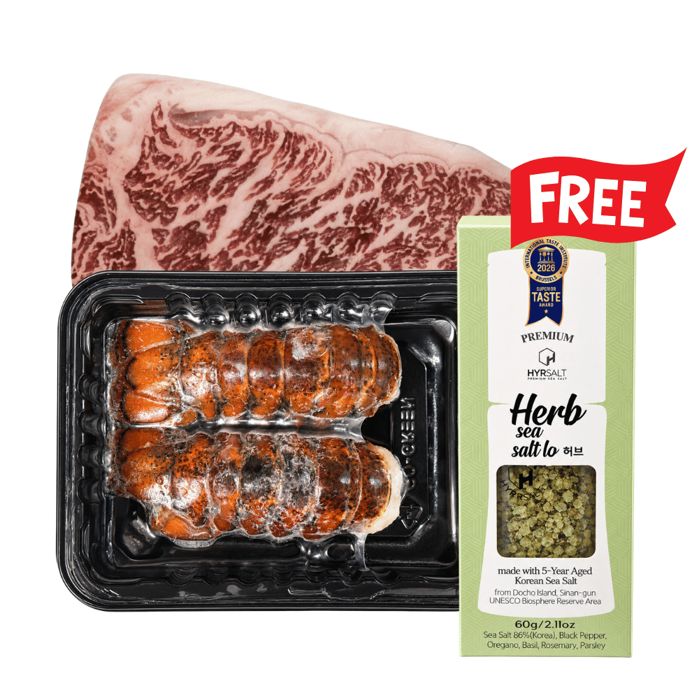 Surf & Turf Set - Lobster Tails (2 Tails) + Australian Wagyu NY Strip (14oz) + FREE Herb Sea Salt Grinder - 10/23 ~ 10/31 Limited