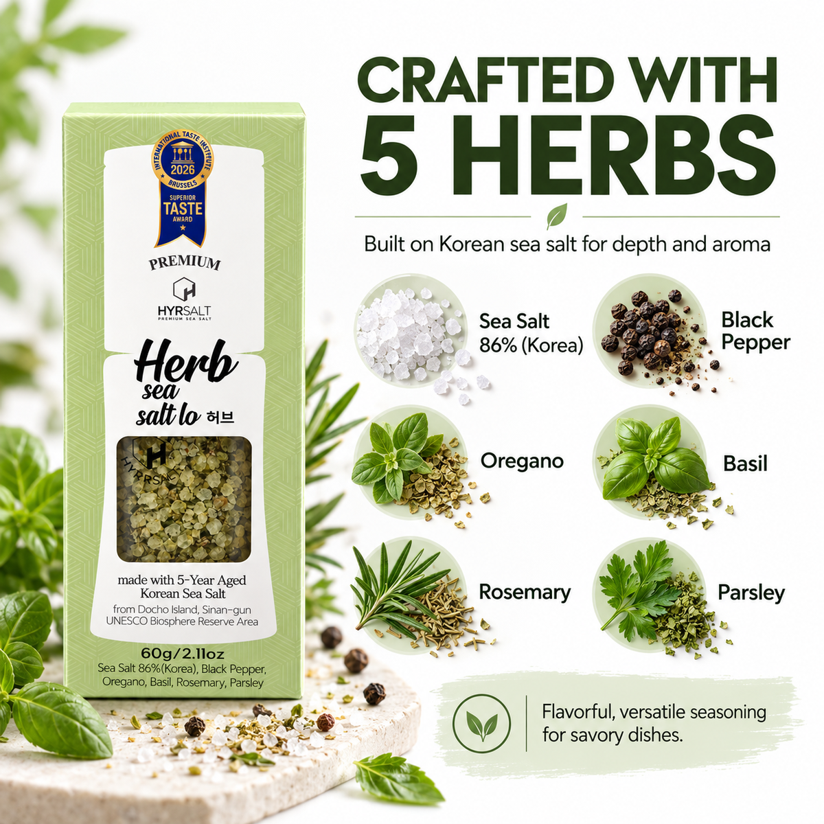 Premium Flavor Sea Salt Grinder - Herb (60g)