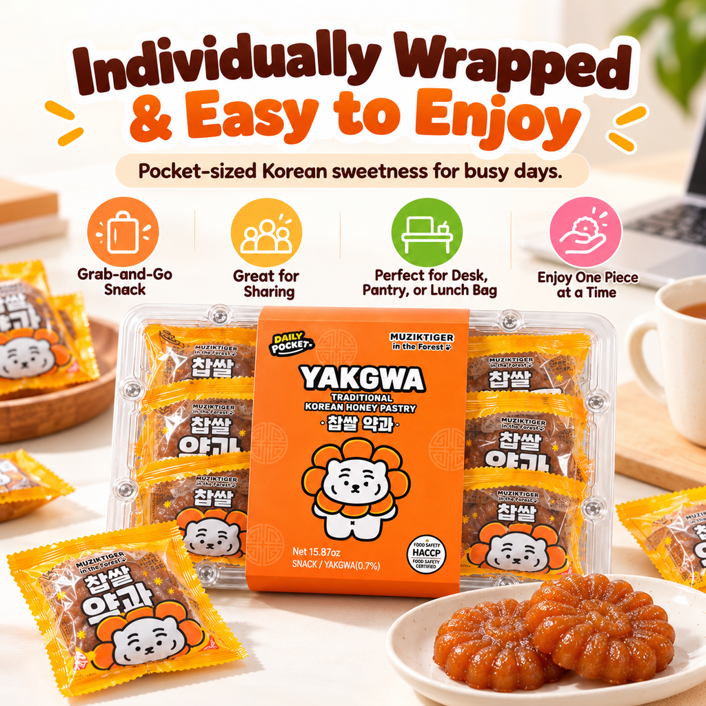 Muziktiger Glutinous Rice Yakgwa – Korean Honey Pastry (15.87oz, 9 pcs)