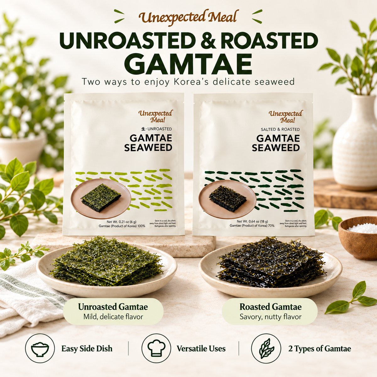 Gamtae Seaweed · Unroasted / Salted Roasted