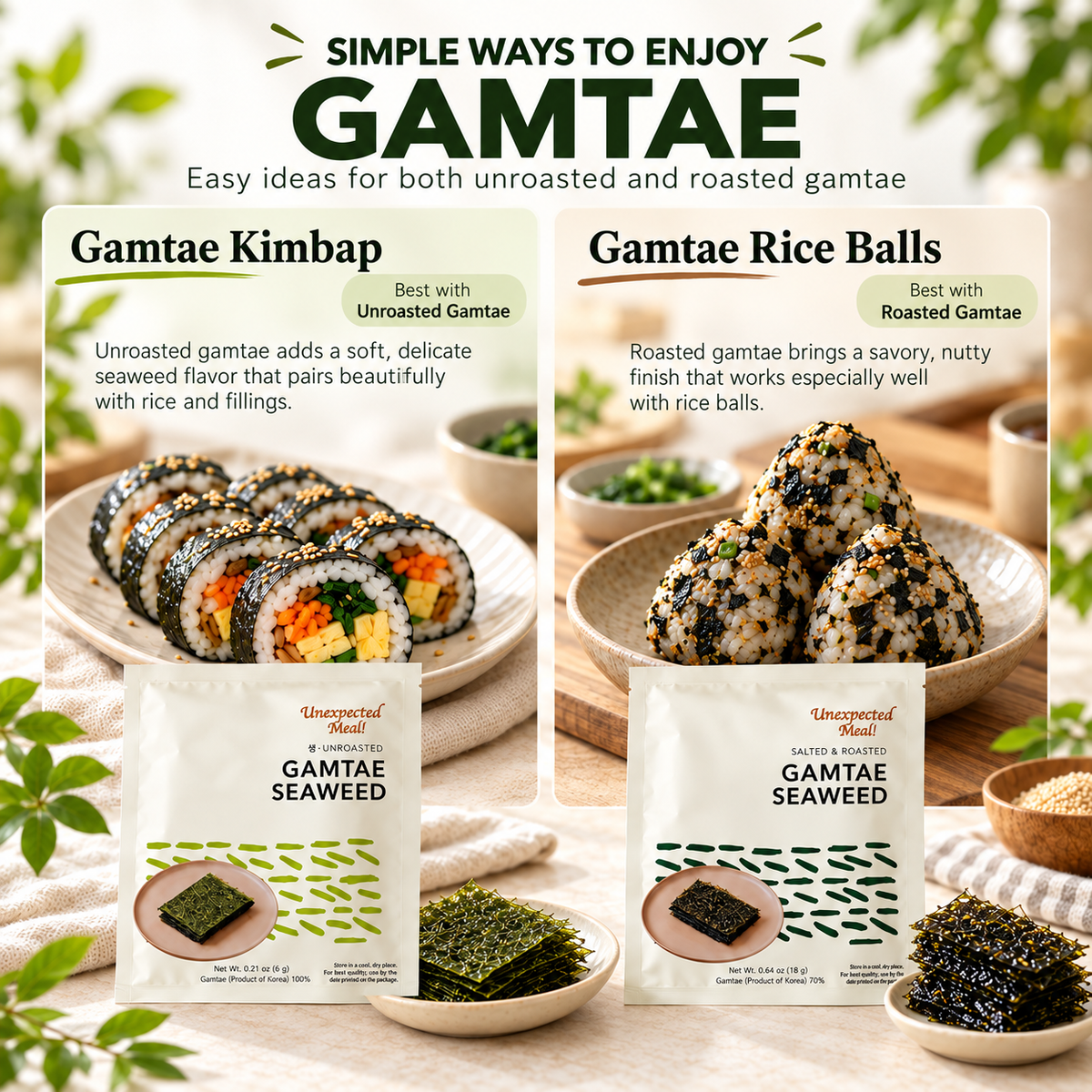 Gamtae Seaweed · Unroasted / Salted Roasted