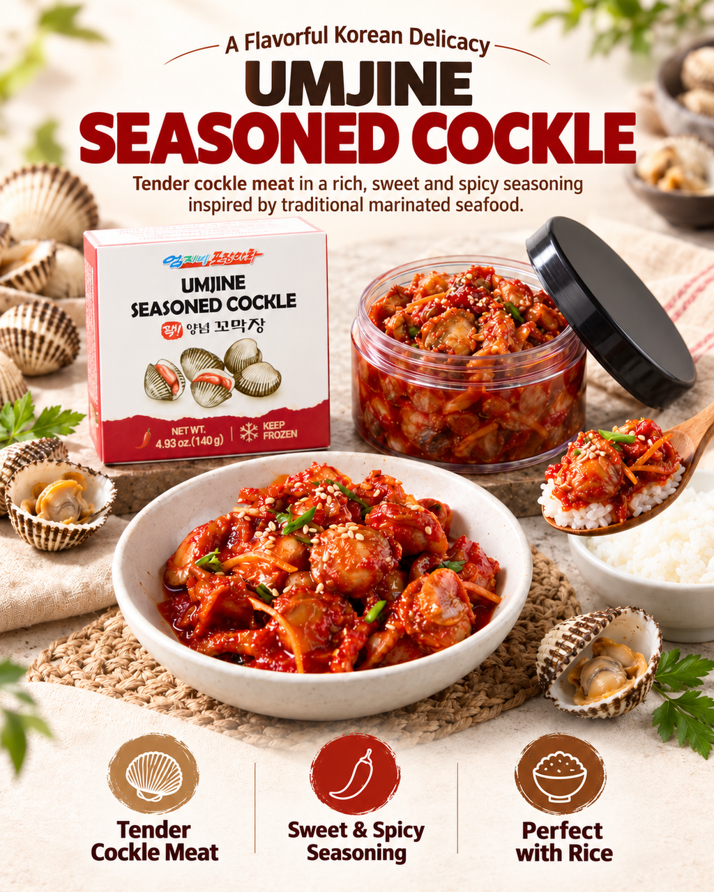 엄지네 포장마차 양념 꼬막장 & 가리비장 (140g × 2pks)