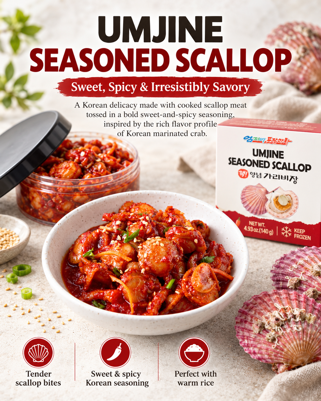 Umjine Seasoned Cockle / Seasoned Scallop (140g × 2pks)