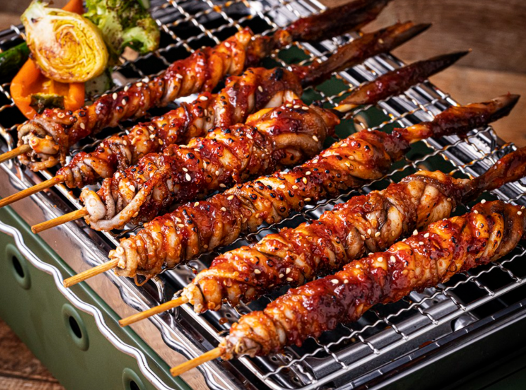 Spicy Skewered Octopus