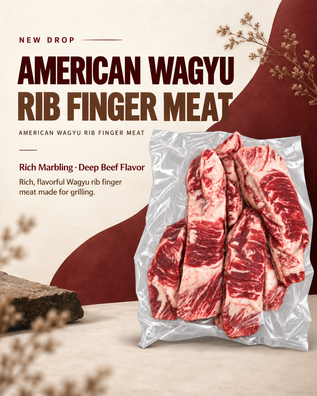 American Wagyu Rib Finger Meat, deep beef flavor