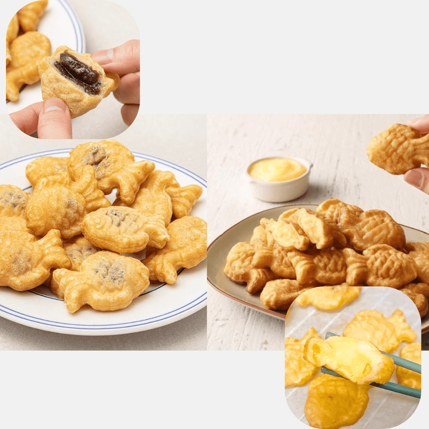 Fish-Shaped Pastry Red Bean & Custard 2 Pack (우리쌀 붕어빵 팥붕&슈붕) - Lets Eatscape