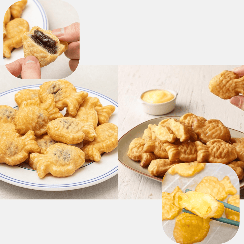 Fish-Shaped Pastry Red Bean & Custard 2 Pack (우리쌀 붕어빵 팥붕&슈붕) - Lets Eatscape