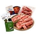 A. Meat Lover Set (고기세트) - Pork Jowl,  Pork Shoulder, Grilled Deodeok, Wild Garlic Pickle, 2 x Wando Roasted Seaweed